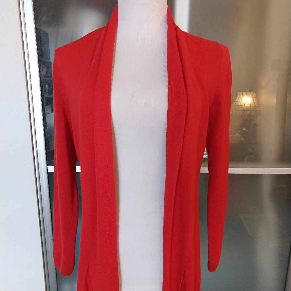 Red open front handkerchief cardigan